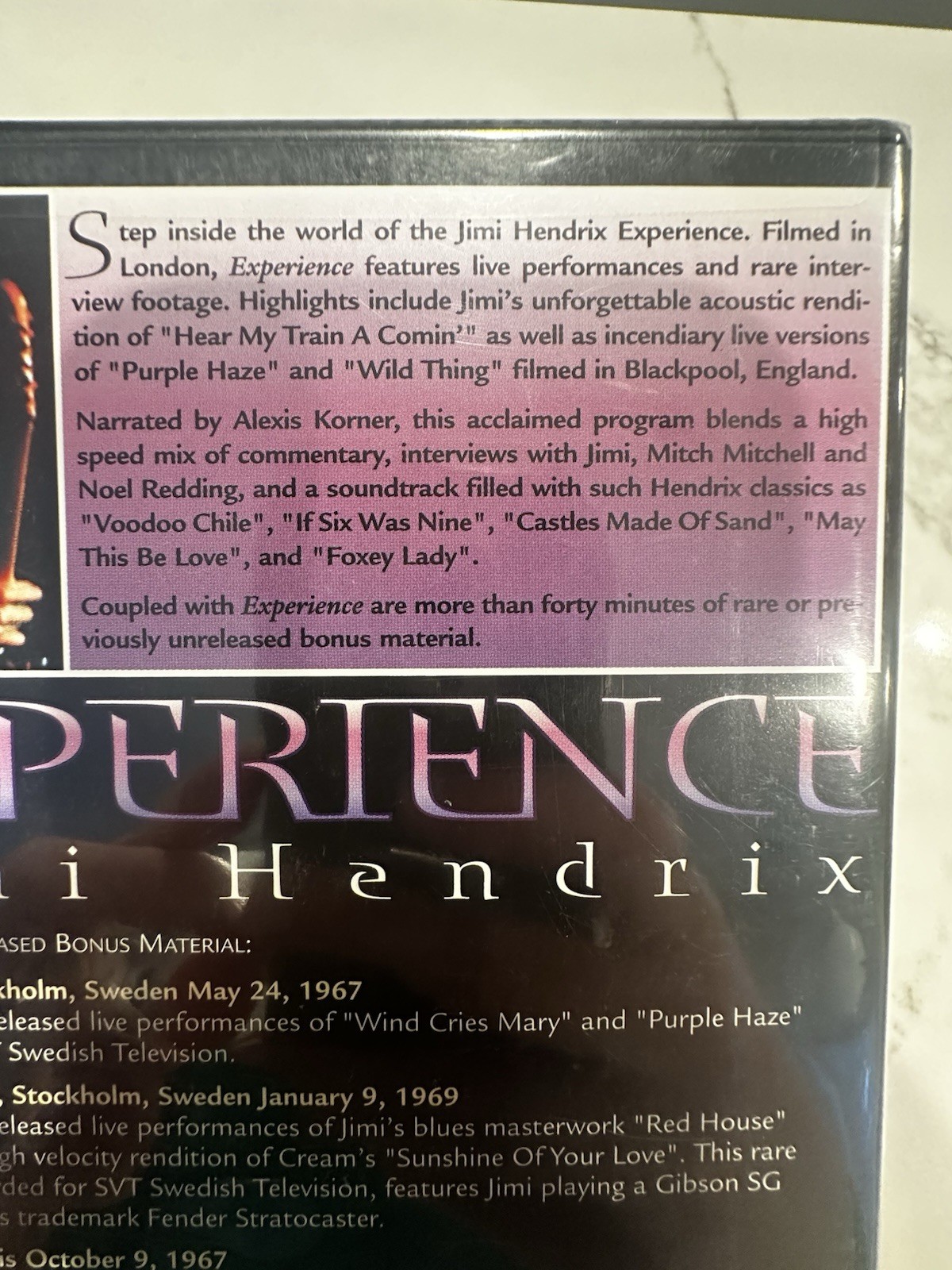 Experience Jimi Hendrix DVD Video MCA 2001 69 Min Tall Case MPN 440 053 194-9
