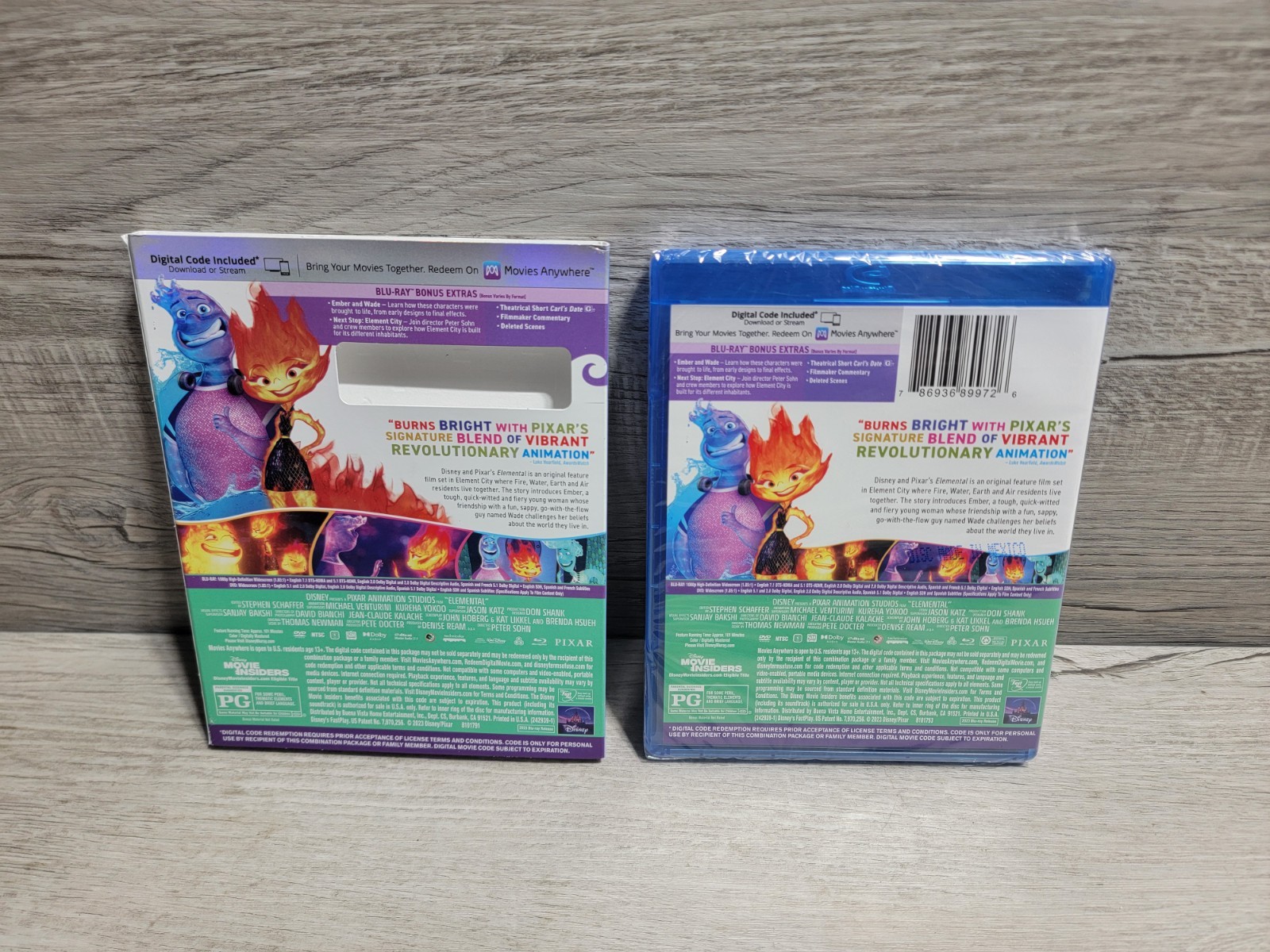 Elemental (2023) Blu-Ray & DVD w/Slipcase Disney Pixar SEALED