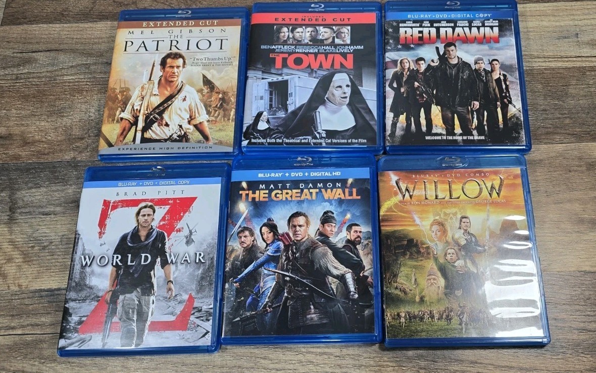 Action Movie Blu Ray Lot 7: Red Dawn, The Town, The Great Wall, Willow, etc