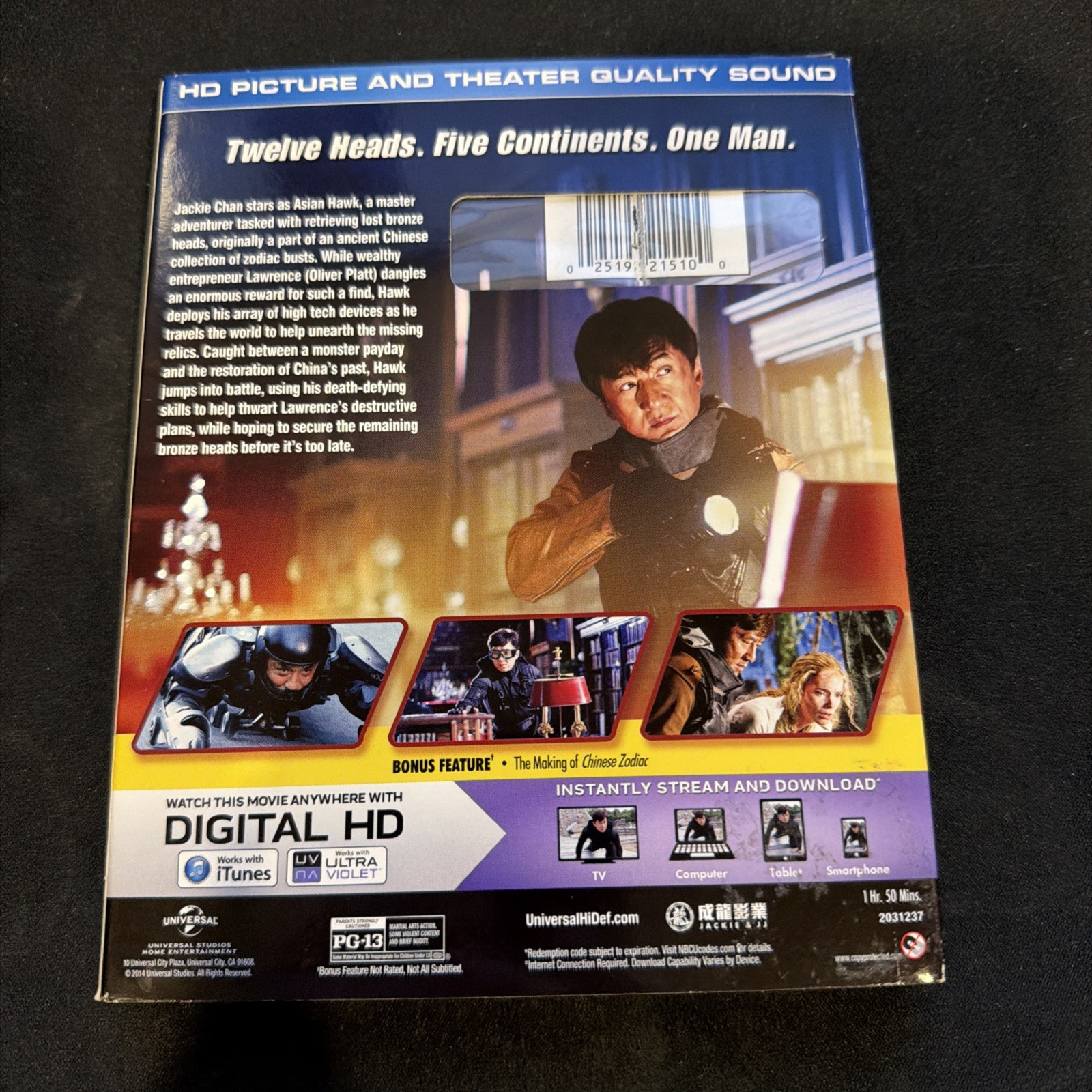 Chinese Zodiac Blu-ray Movie Jackie Chan New Sealed W/ Slipcover