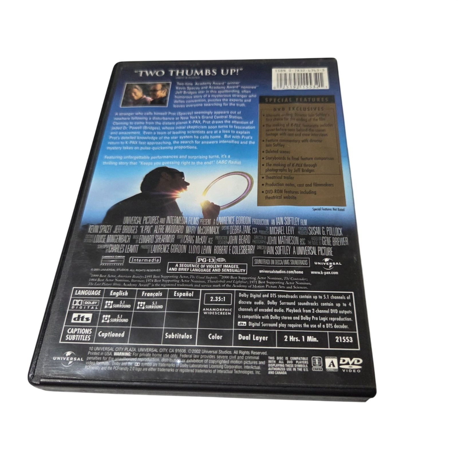 K-PAX DVD Collectors Edition Kevin Spacey Jeff Bridges Science Fiction 2002