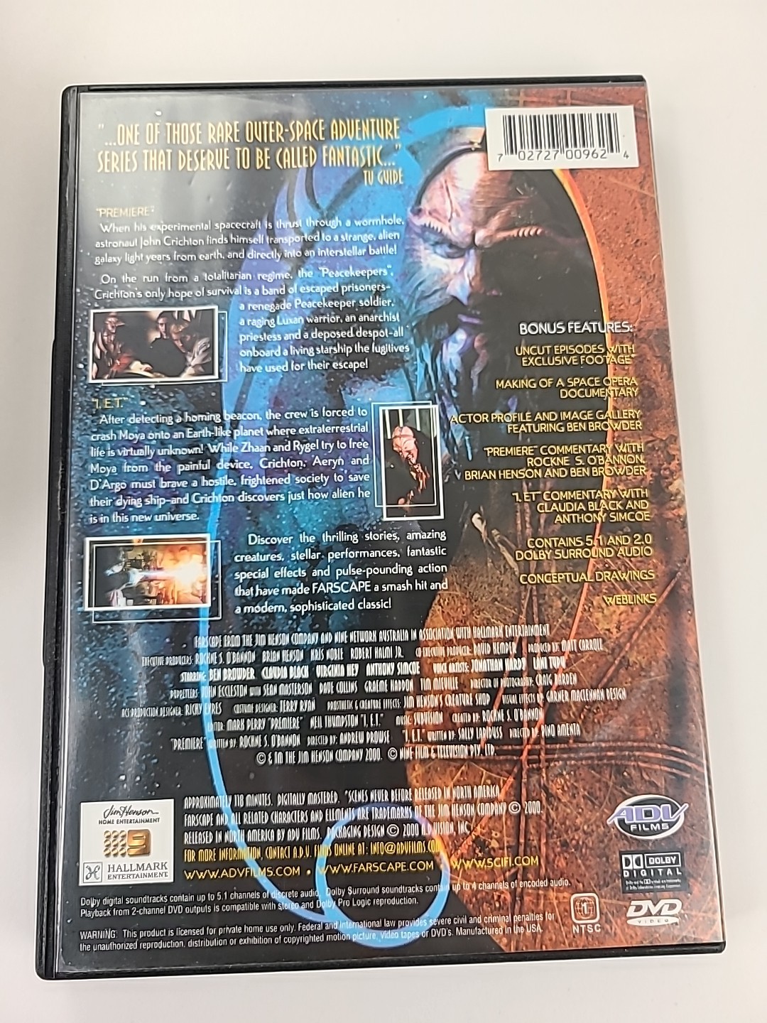 lot of 8 DVDs Farscape Seasons 1 Plus sci-fi TV series Excellent Condition