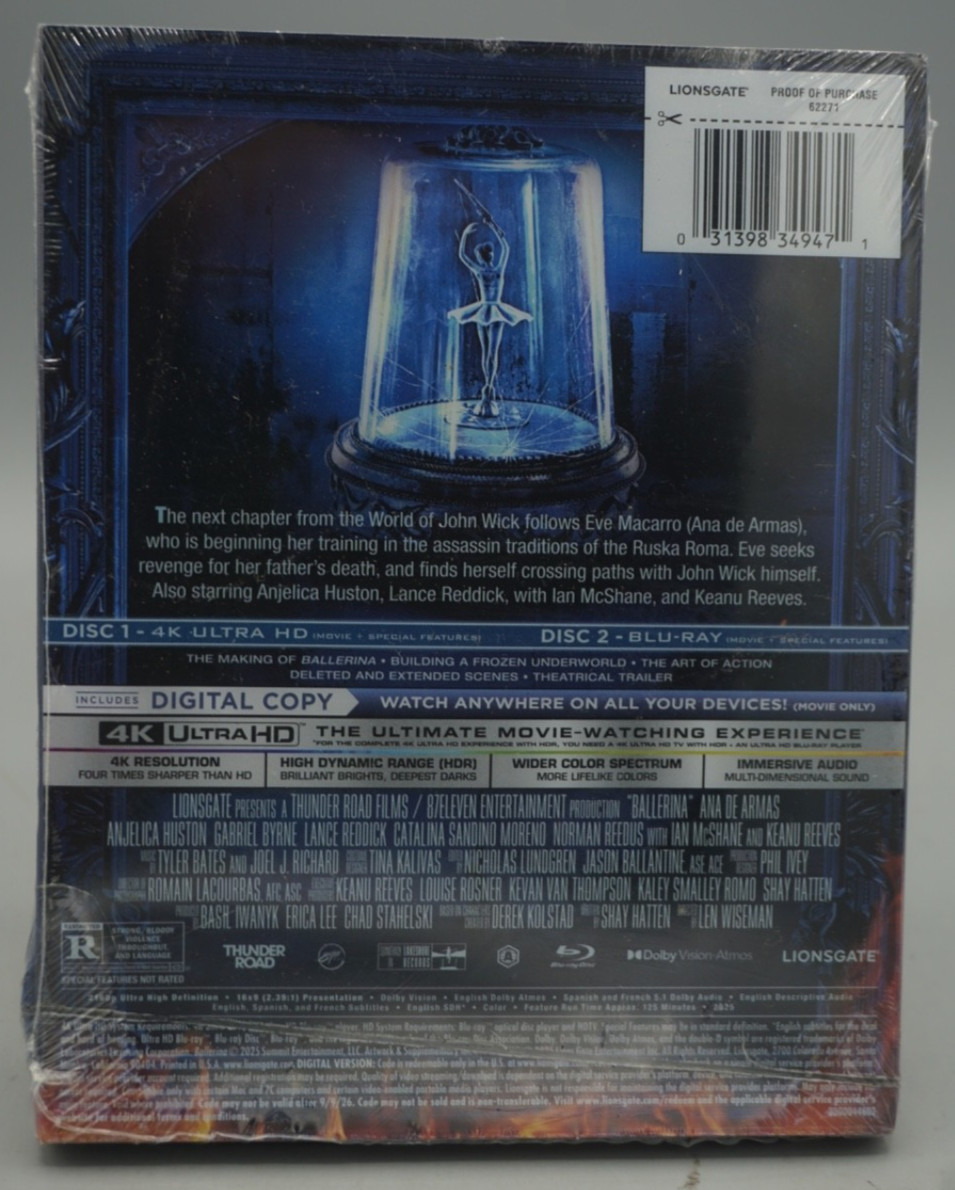 Ballerina: From World of John Wick 4K Steelbook Damaged Steelbook Free Shipping