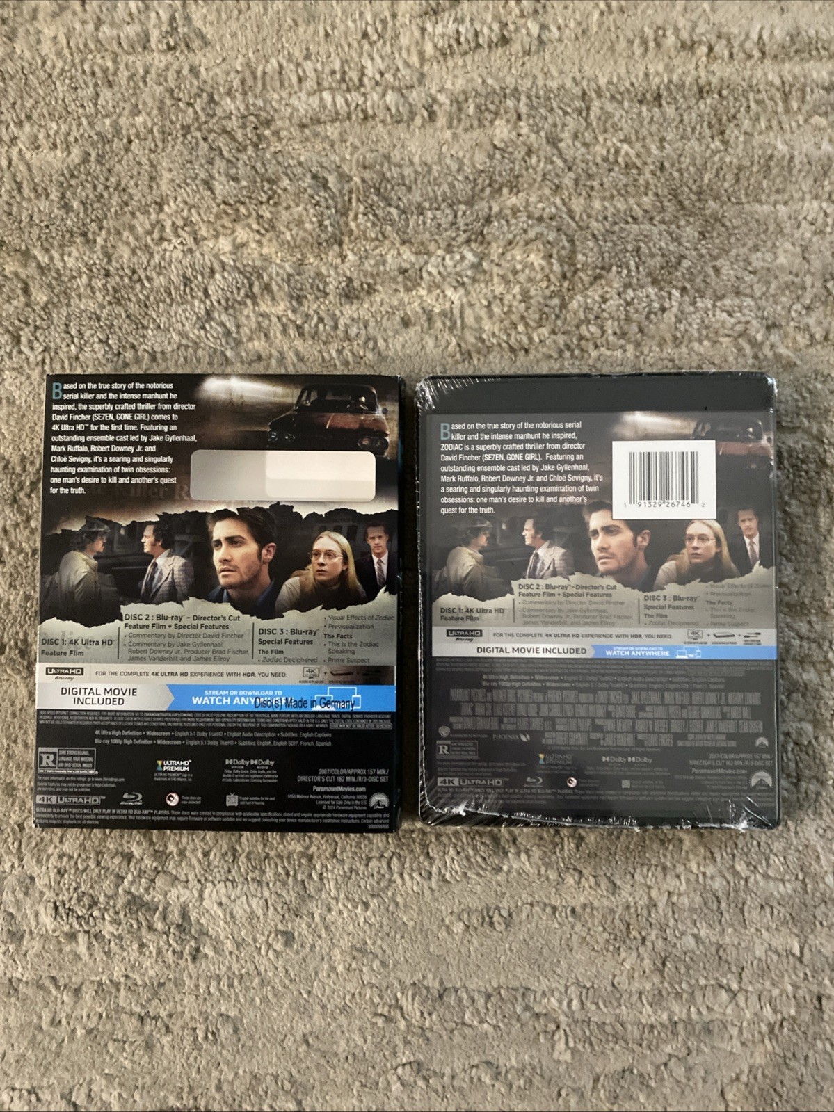 Zodiac (4K UHD, Blu-ray, Digital, 2007) Slipcover New! *Read Description