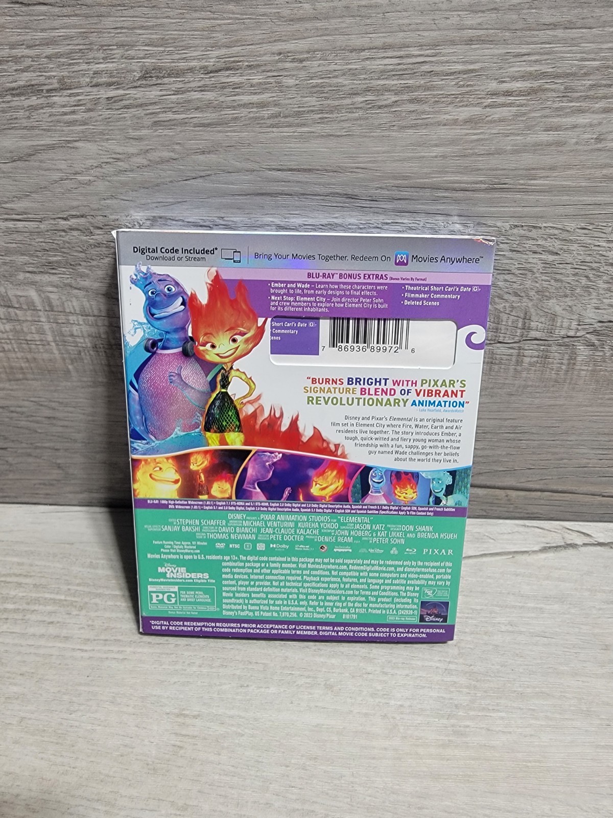 Elemental (2023) Blu-Ray & DVD w/Slipcase Disney Pixar SEALED
