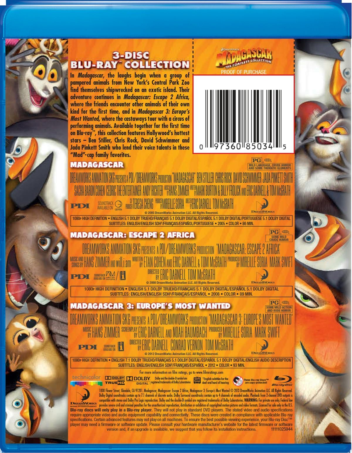 Madagascar The Complete Collection Blu-ray Ben Stiller NEW