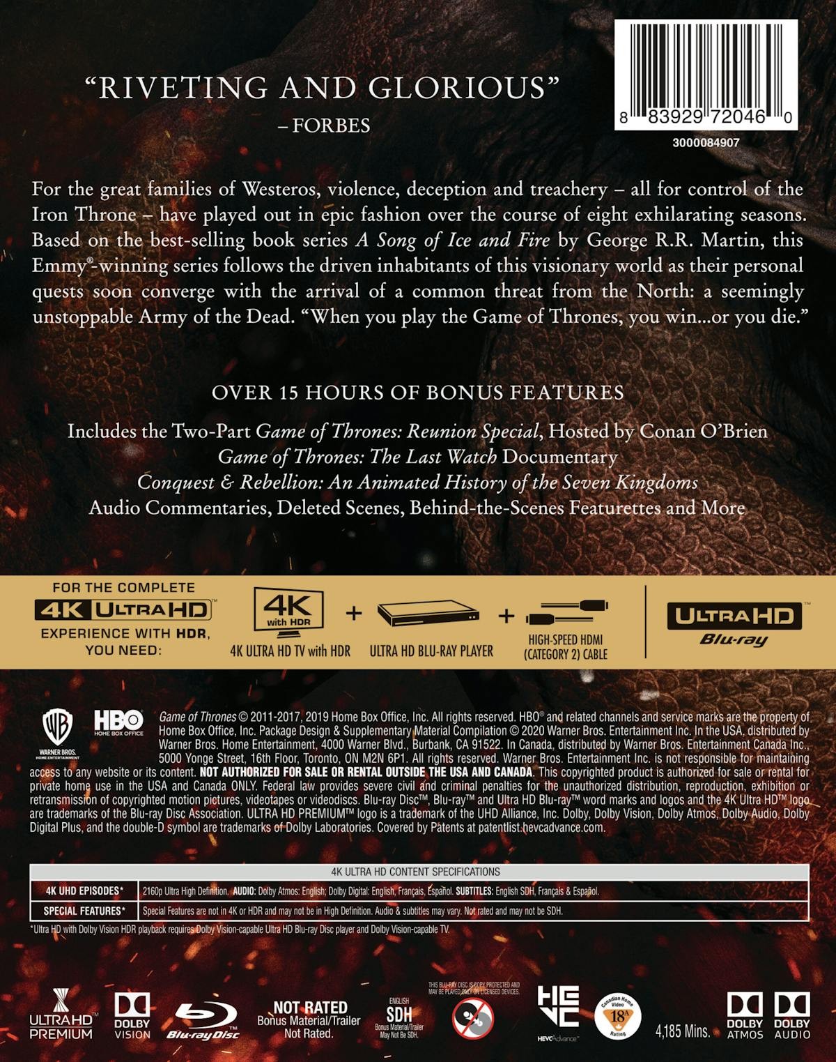 Game of Thrones The Complete Collection 4K UHD Blu-ray NEW