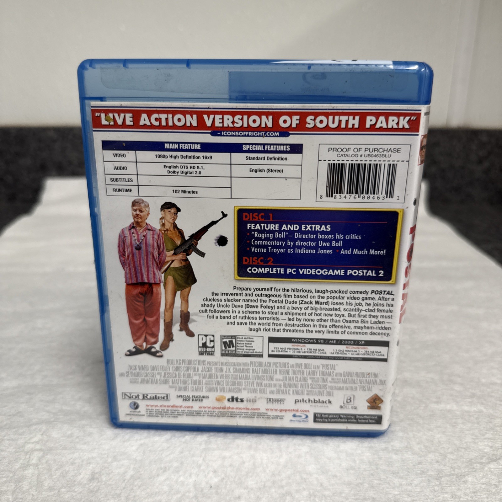 Postal Blu-ray Uwe Boll Cult Comedy w/Postal 2 PC Game Rare OOP