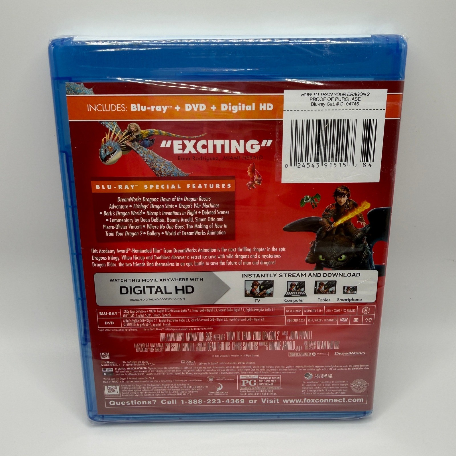How to Train Your Dragon 2 Blu-ray DVD Digital HD DreamWorks New with Slipcover