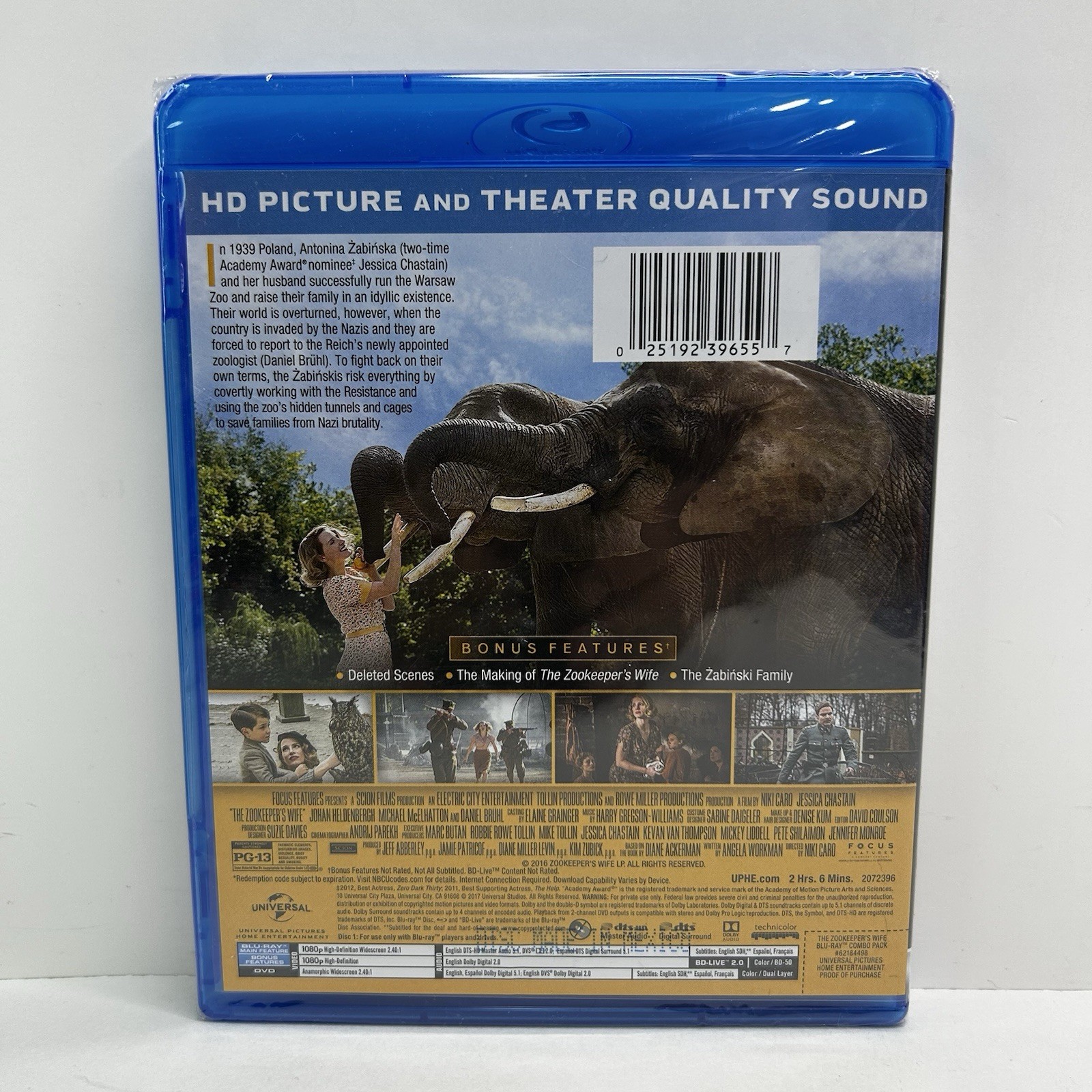 The Zookeeper’s Wife Blu-ray 2017 Jessica Chastain Daniel Brühl Niki Caro – NEW