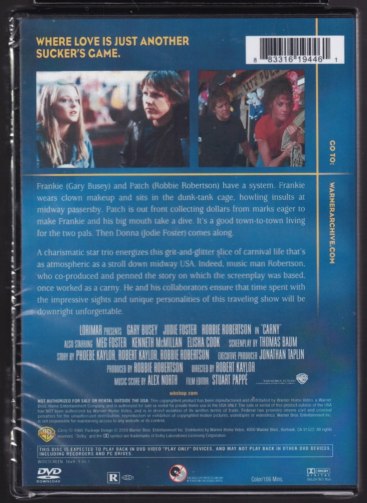 Carny – 1980 – DVD – Jodie Foster, Gary Busey, Robby Robertson – NEW