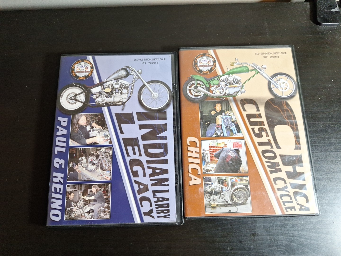 S&S Old School Shovel Tour Volume 3 & 4 Indian Larry Chica Custom (2006 DVD Set)