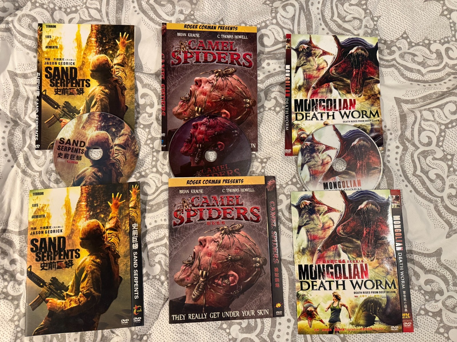 3 Cult Classic DVD Camal Spiders Sand Serpents Mongolian Death Worm VG
