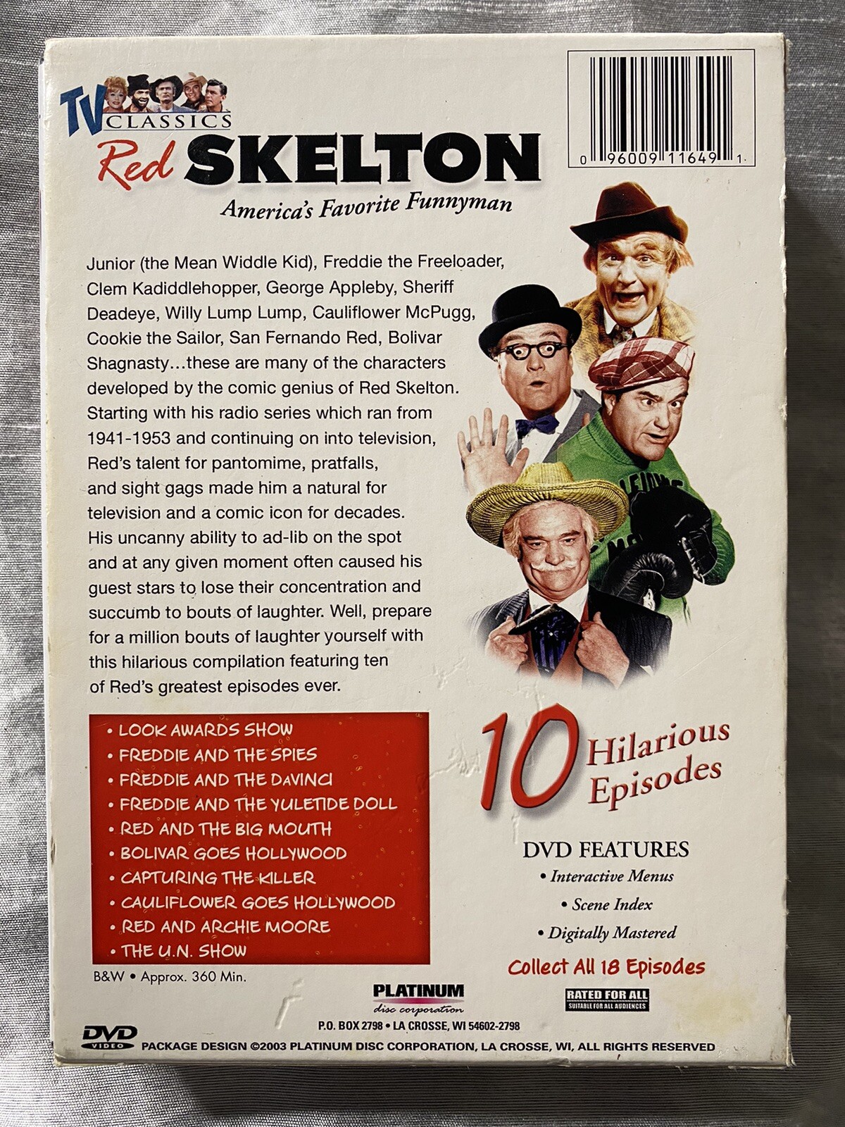 Red Skelton TV Classics Platinum DVD, 2003, 2-Disc Set, 10 Episodes) 360 min