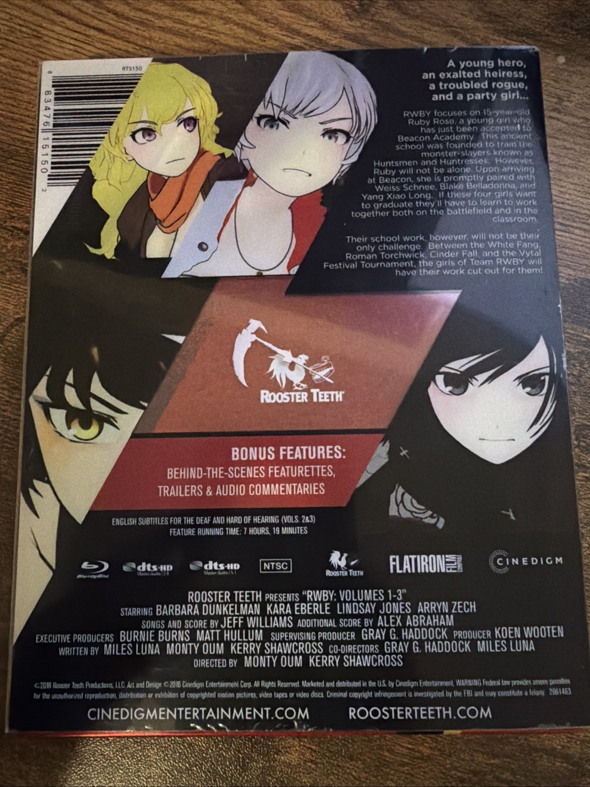 RWBY Volumes 1 2 3: Beacon Bluray Steelbook w Plastic Slip Cover