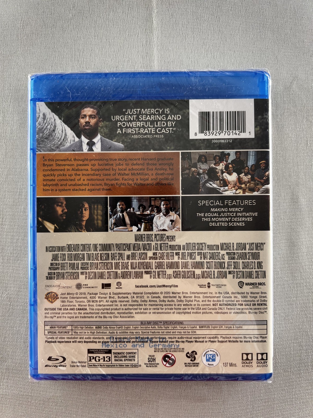 Just Mercy (Blu-ray + Digital) DVDs Brand New Factory Sealed