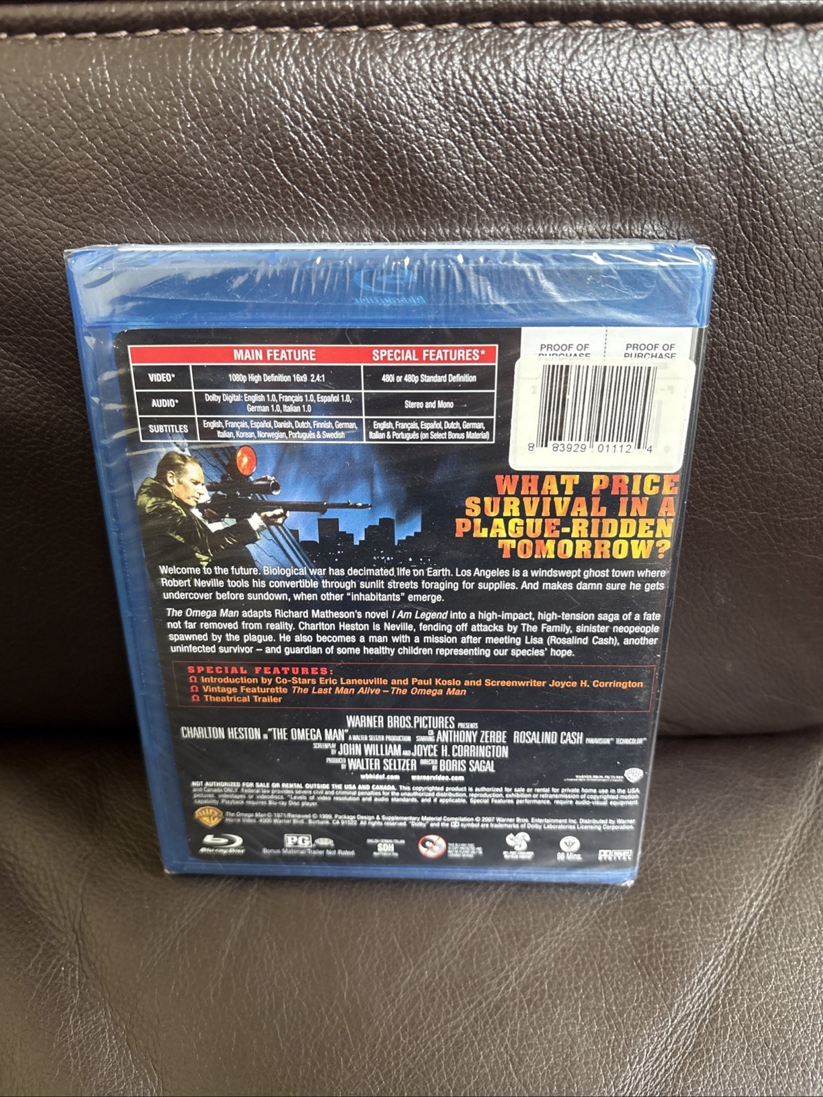 The Omega Man (Blu-ray, 1971) Charlton Heston, Free Shipping, New, Sealed