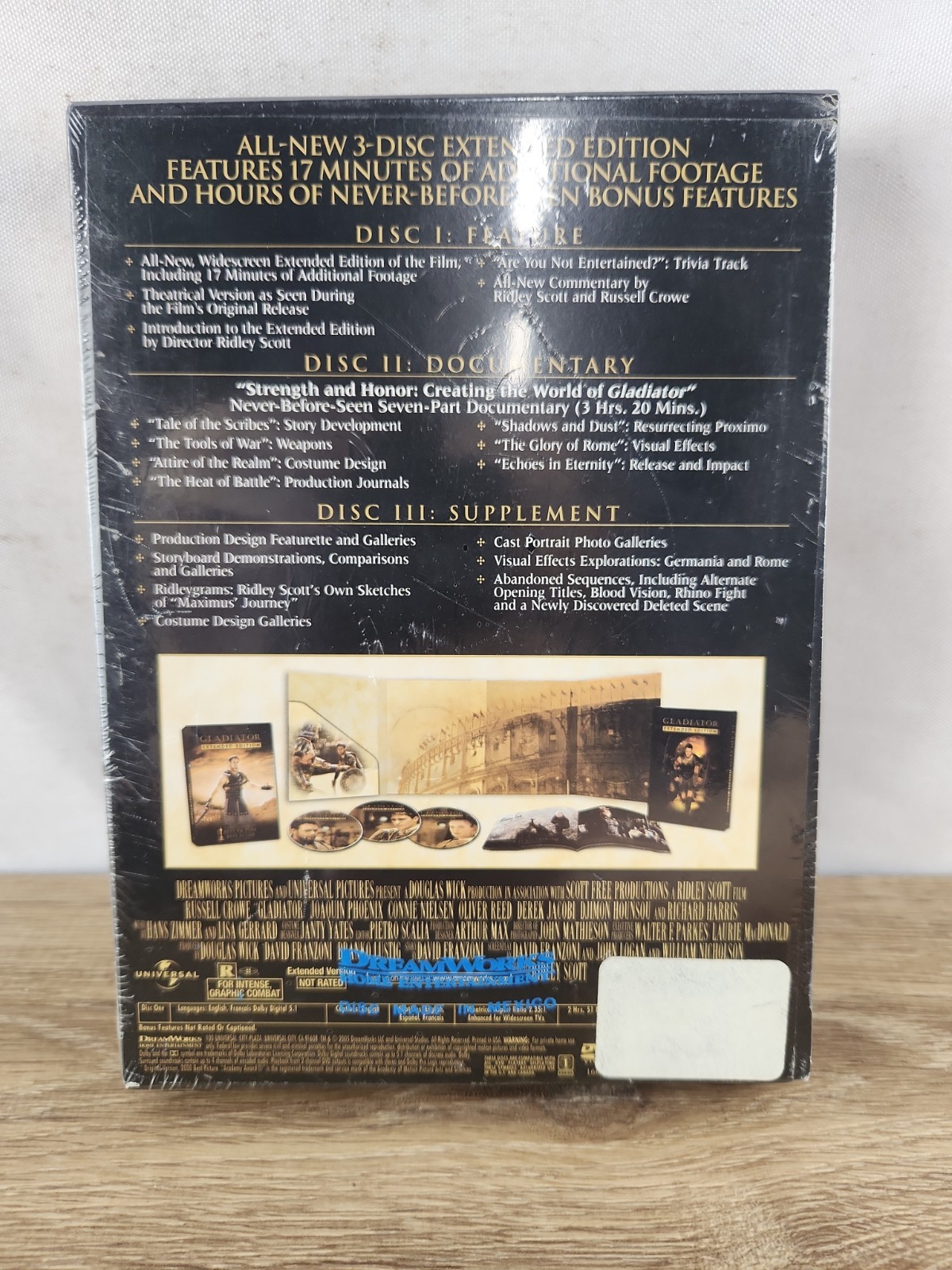 Gladiator Extended Edition 3-Disc DVD Russell Crowe NEW Sealed Box Set