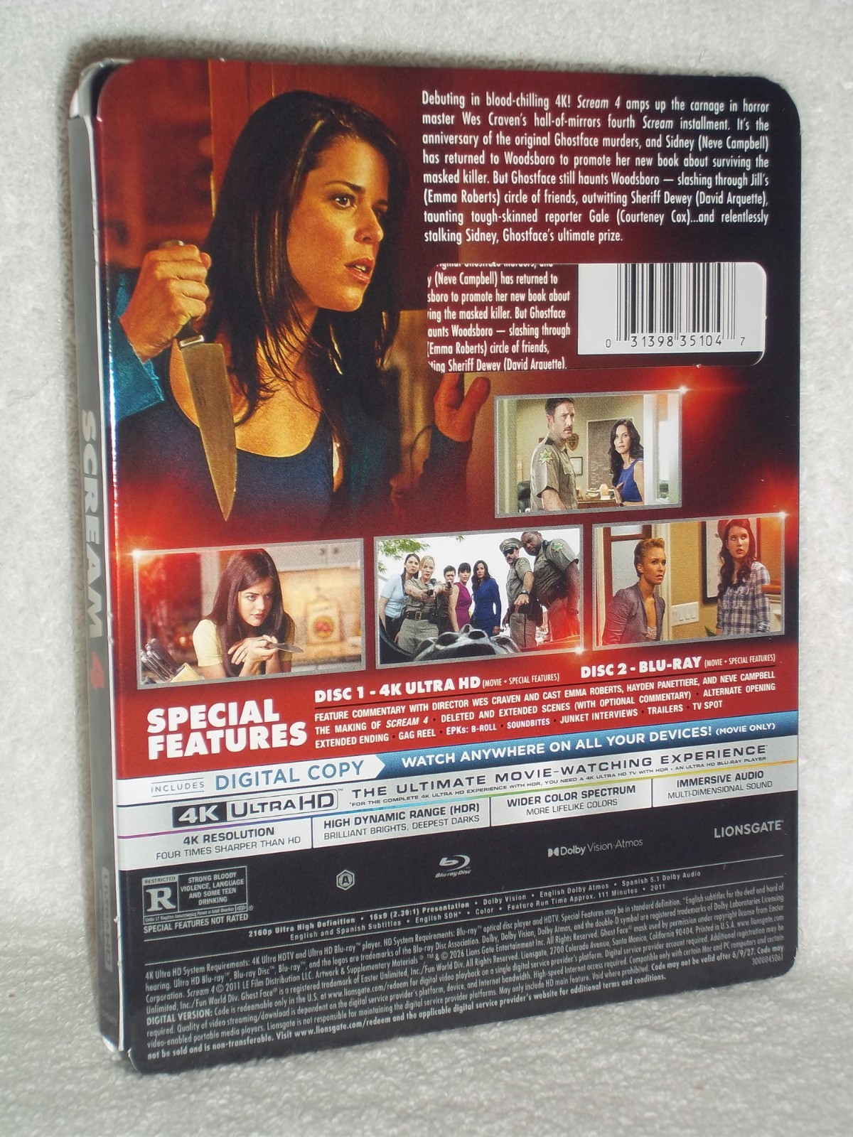 Scream 4 (4K/Blu-ray, 2026) NEW Emma Roberts Neve Campbell horror slasher sequel