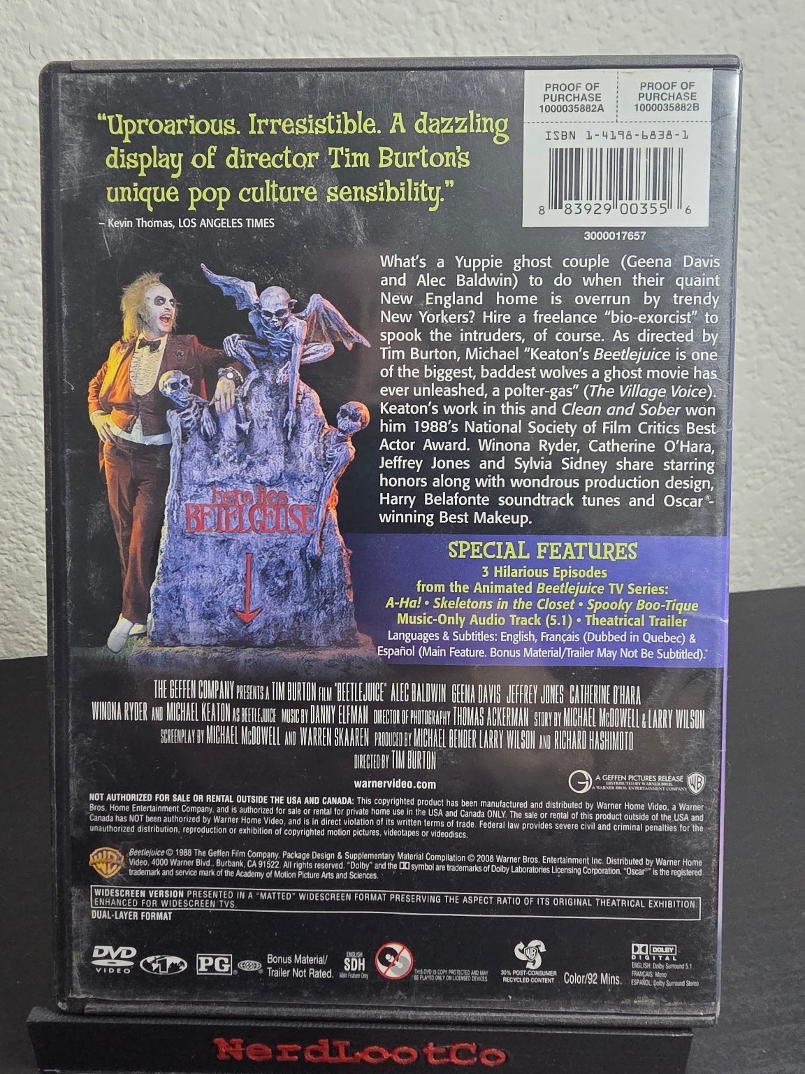 Beetlejuice DVD 2008 20th Anniversary Deluxe Michael Keaton Tim Burton