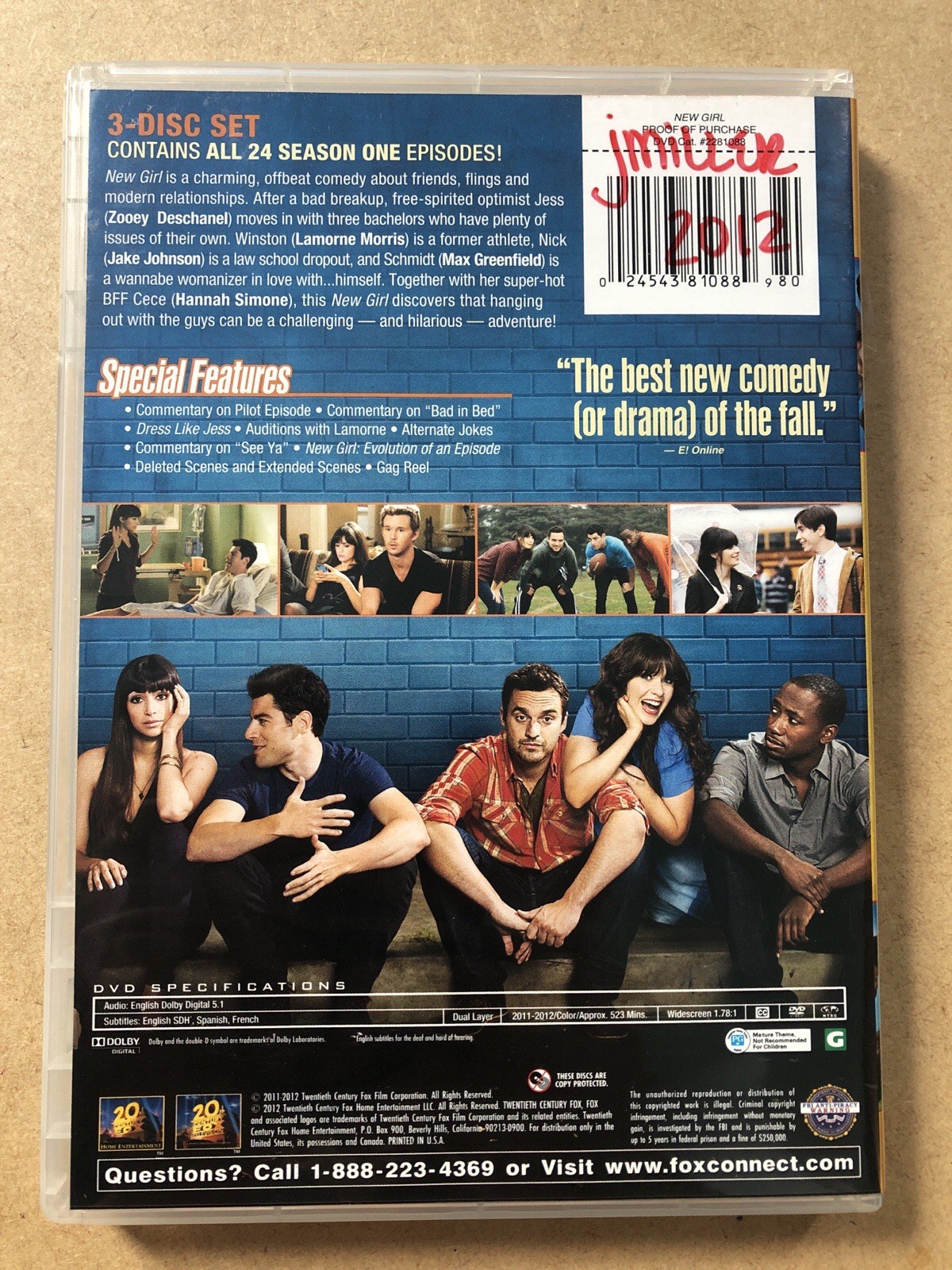 New Girl – Complete First Season (DVD, 2011) with Zooey Deschanel (USED, GOOD)