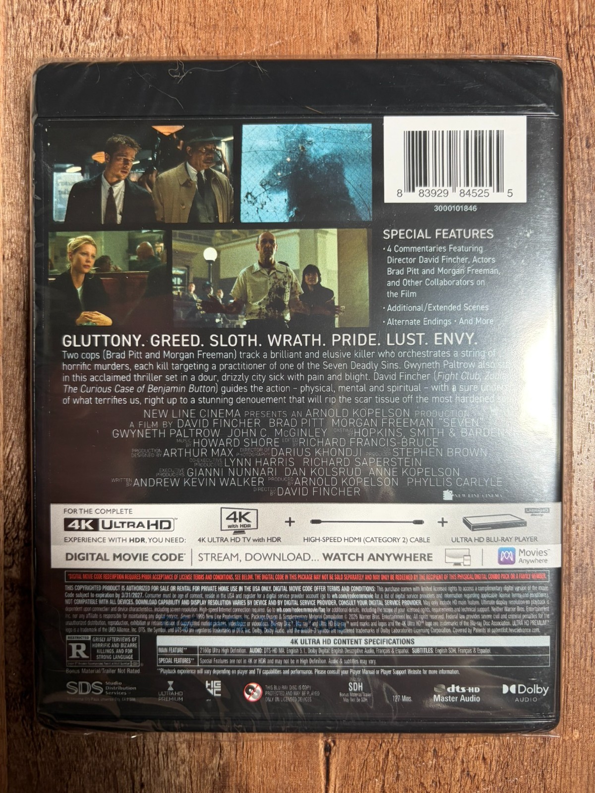 SE7EN [Seven] (4K UHD Blu-ray + Digital, 1995, Region Free) *NEW/SEALED*