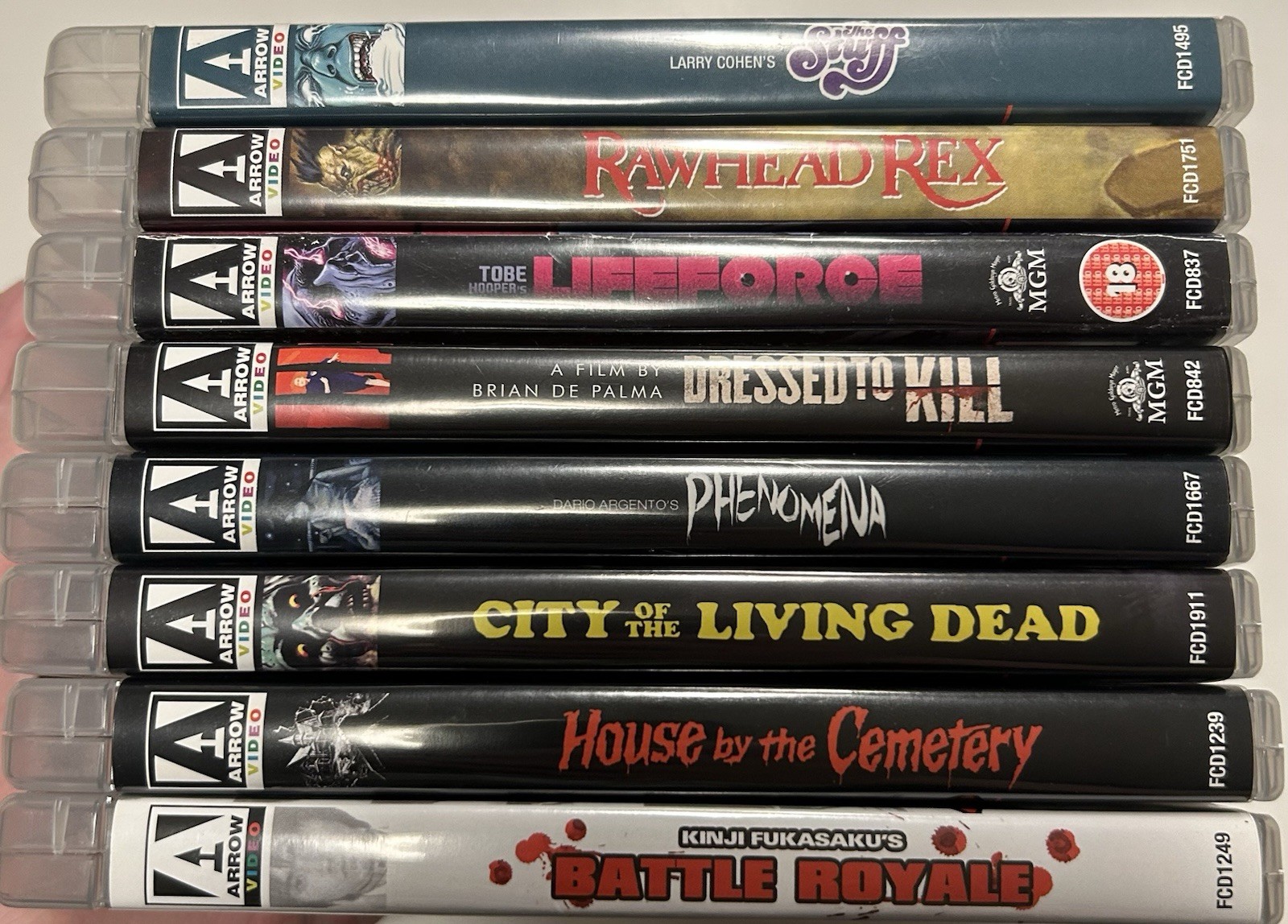 Arrow Video Blu-ray Lot of 8 Region B (Giallo, Fukusaku, De Palma, Carpenter)