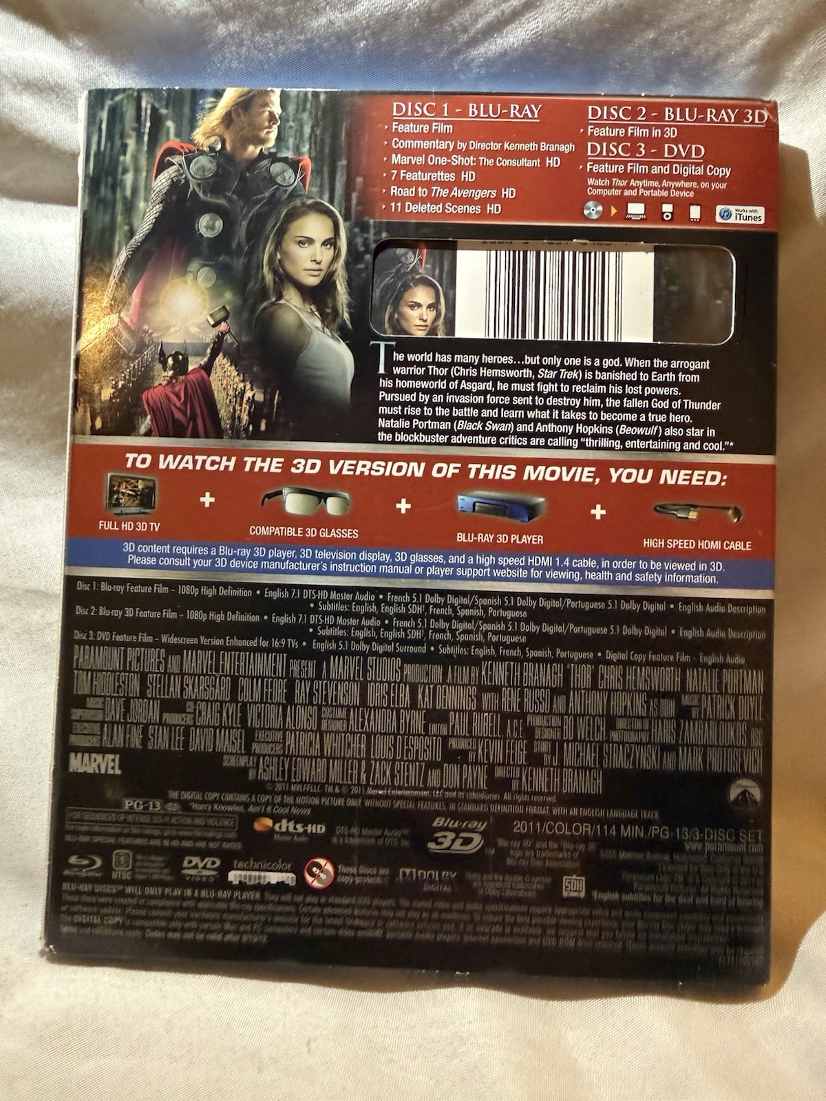 Marvel Thor Limited 3D Edition Blu-ray 3D Blu-ray DVD Digital Copy Features