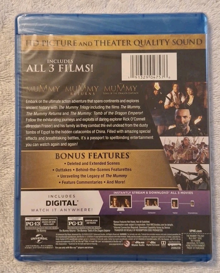 The Mummy Trilogy (Blu-ray) Brand New Brendan Fraser SEALED