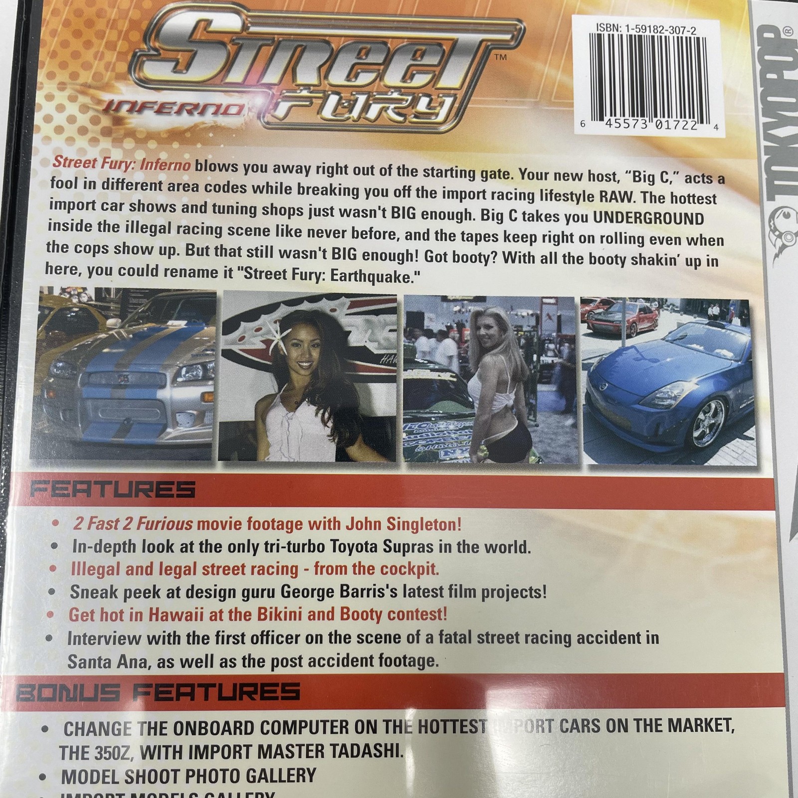 Vintage Street Fury Inferno DVD Tokyopop 2003 Import Automotive Street Racing