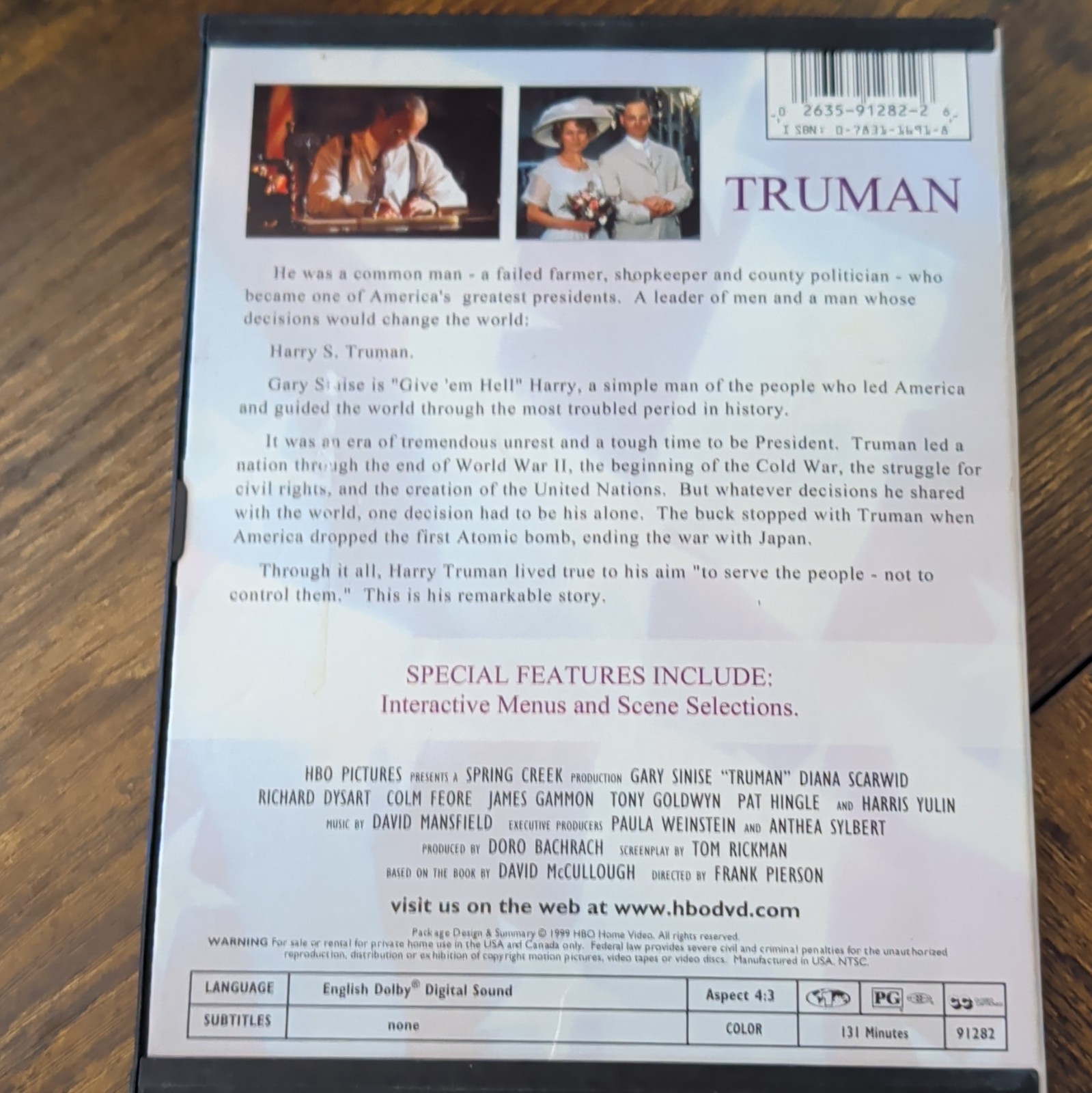 HBO Home Video Truman DVD Drama PG Gary Sinise Frank Pierson Interactive 1995