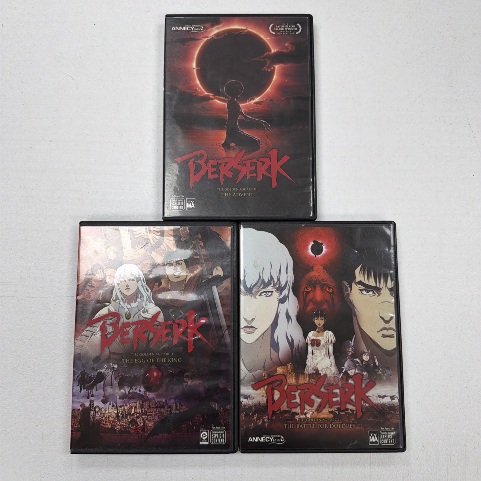Berserk Golden Age Arc Trilogy Movie Collection DVD 1 2 3 English Anime