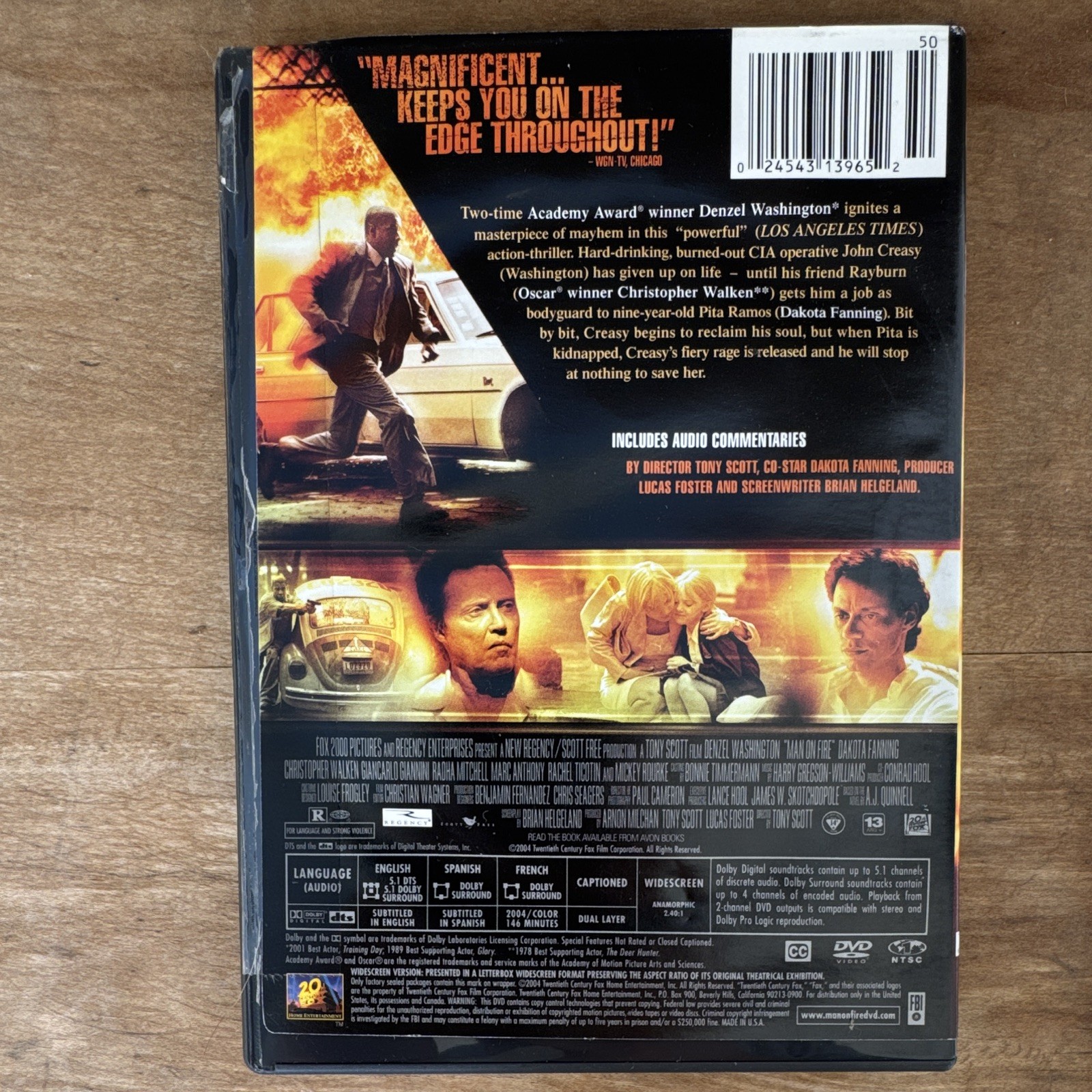 20th Century Fox Man on Fire DVD 2004 R Widescreen 2.35:1 146 min