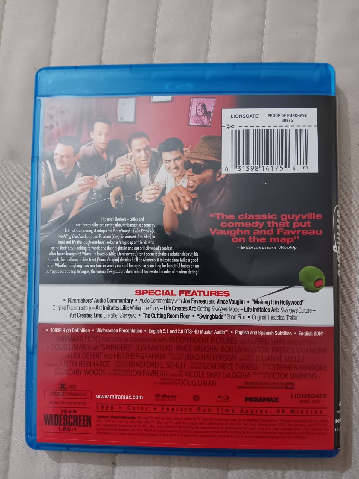 Swingers (Blu-ray, 1996) Vince Vaughn Jon Favreau Heather Graham