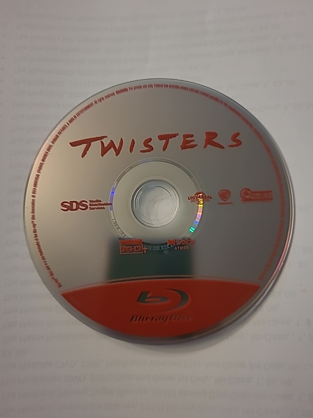 Twisters (Blu-Ray, Collector’s Ed., 2024) Blu-ray Disc Only, No Case. Like New