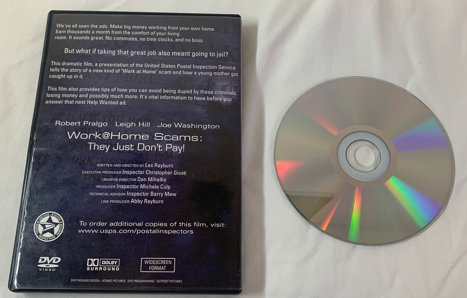 US Postal Inspection Service dvd ~ DELIVERING JUSTICE – WORK@HOME SCAMS