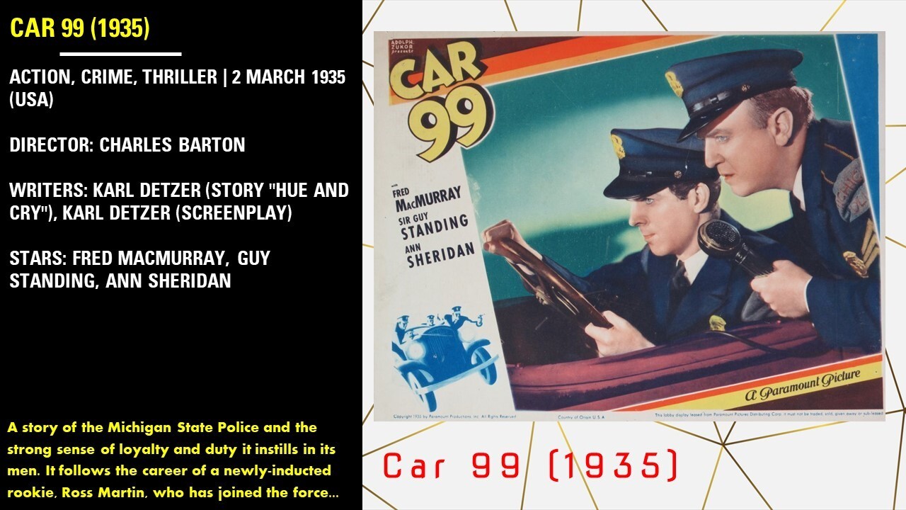 Car 99 (1935) Charles Barton Fred MacMurray, Guy Standing, Ann Sheridan dvd