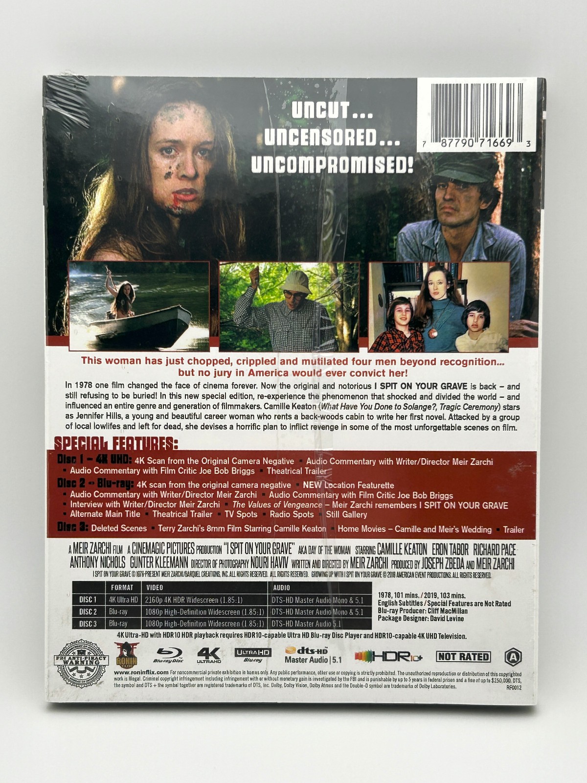 I Spit on Your Grave (1978) 4K Ultra HD UHD w/ Slipcover 3-Disc Set Horror NEW