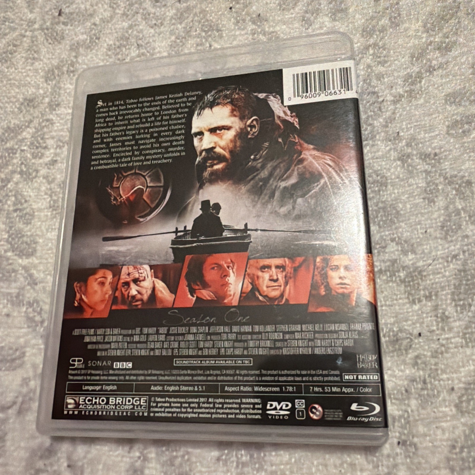 Taboo Season One 1 Blu-Ray, DVD, BBC Period Thriller, Jessie Buckley, Tom Hardy