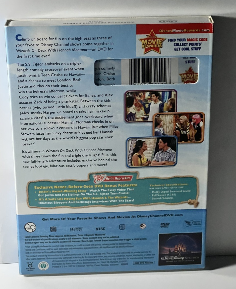 Wizards on Deck with Hannah Montana Dvd New Disney Channel With Slipcover 2009