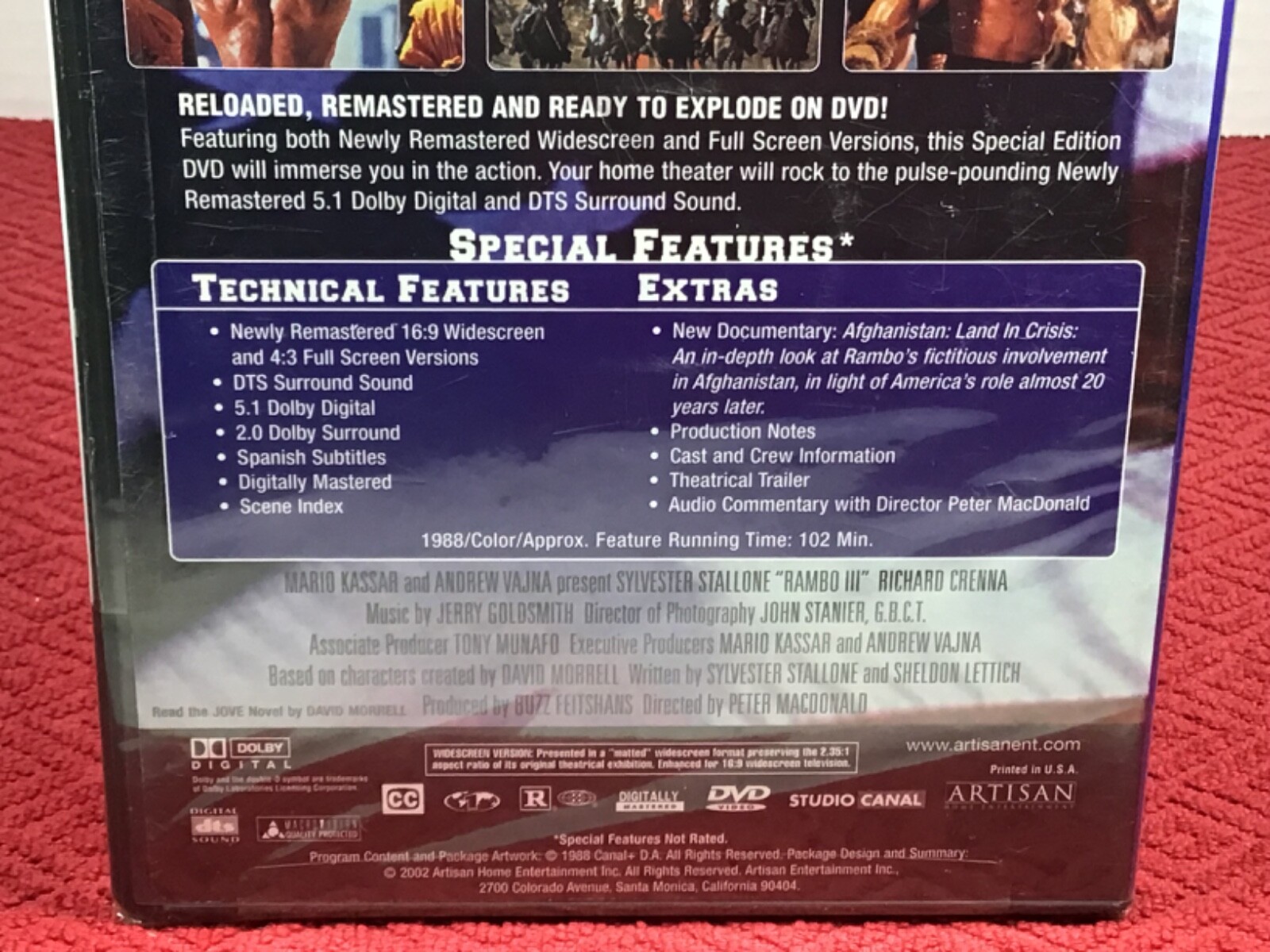 Rambo III DVD. Widescreen & Full screen. New. Fast Free Shipping.
