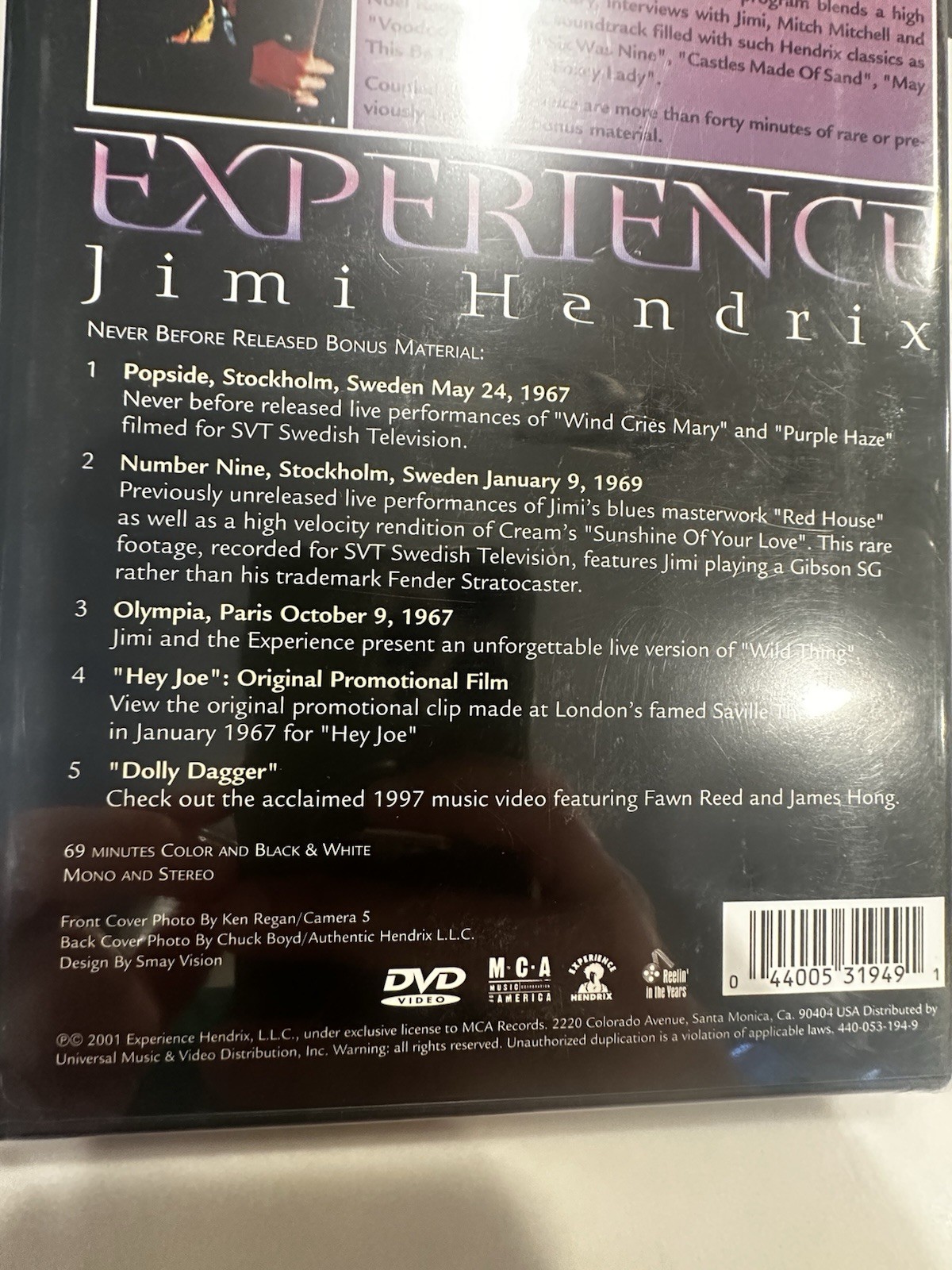 Experience Jimi Hendrix DVD Video MCA 2001 69 Min Tall Case MPN 440 053 194-9
