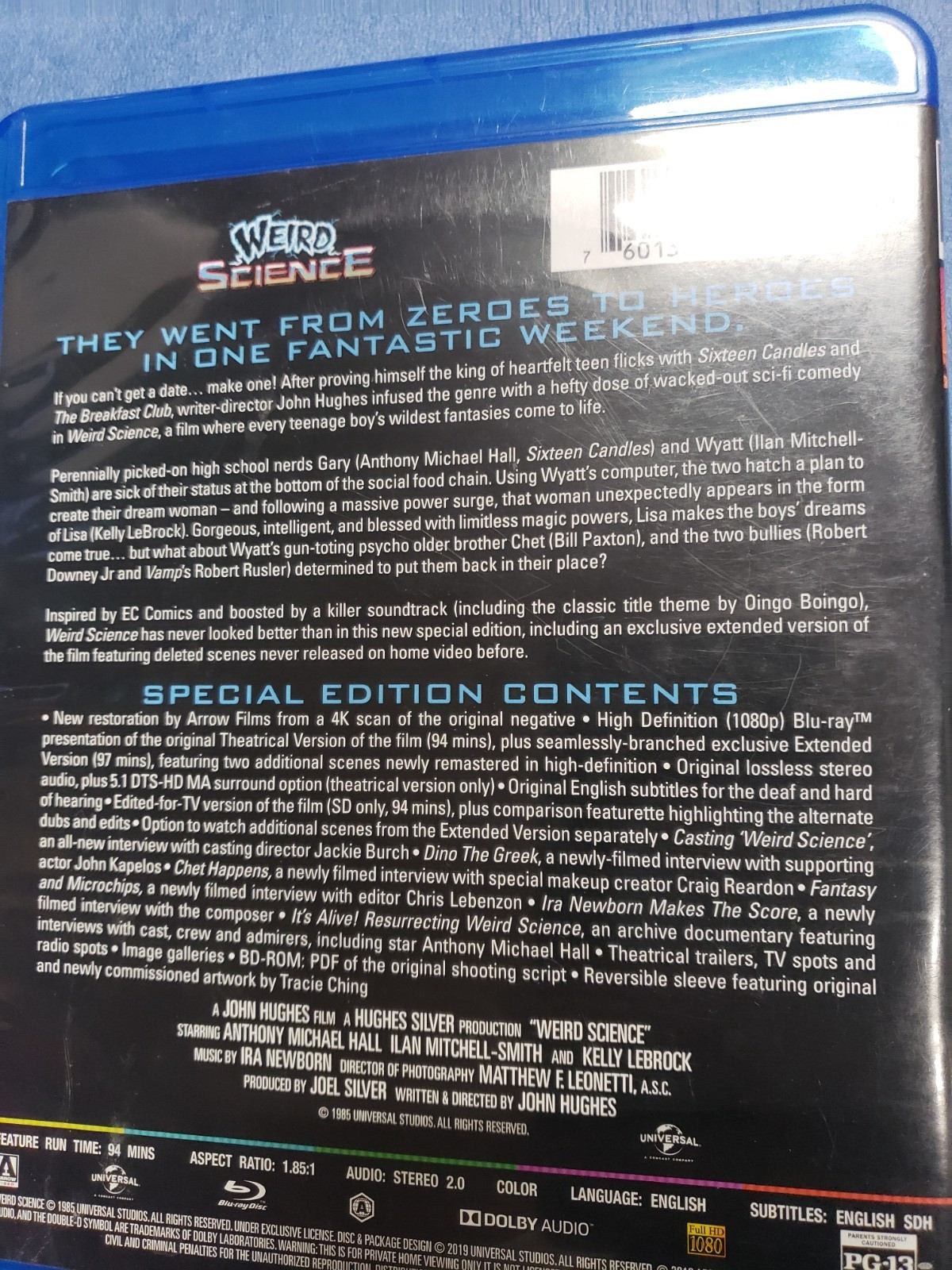 Weird Science (Blu-ray, 1985) Kelly Lebrock Anthony Michael Hall no slipcover