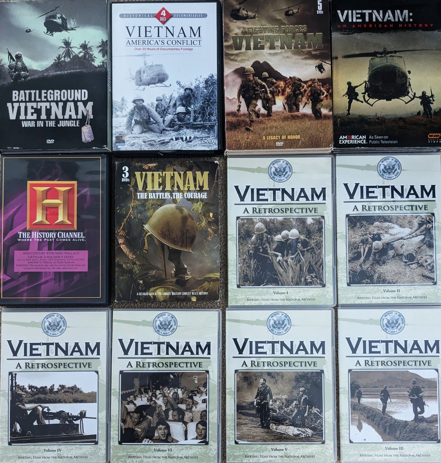 Huge Vietnam War Documentary Film Collection, 27 DVDs, 66 Hours – Very Good!