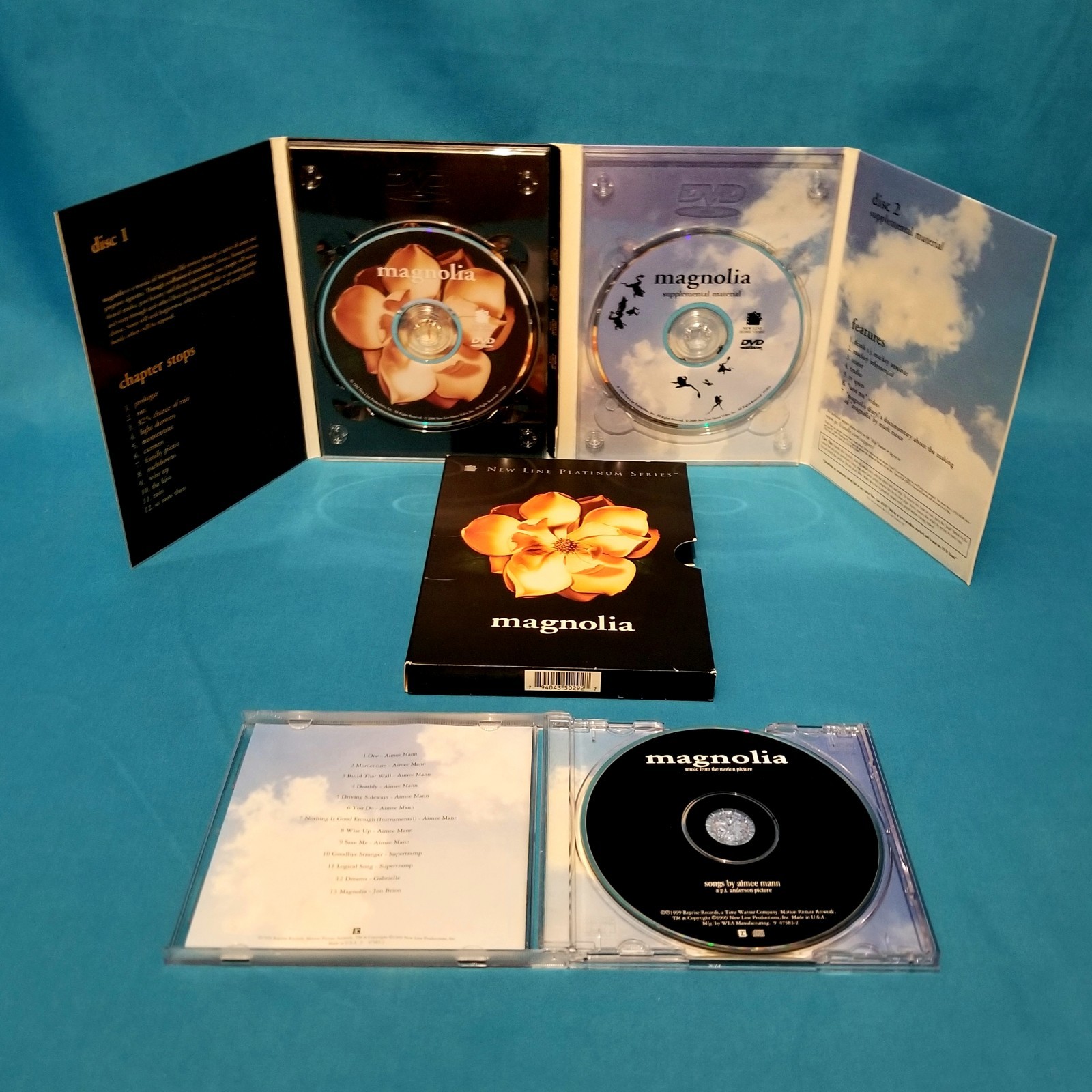Magnolia 1999 2 Disc Platinum Series DVD + Music Soundtrack CD TESTED Aimee Mann