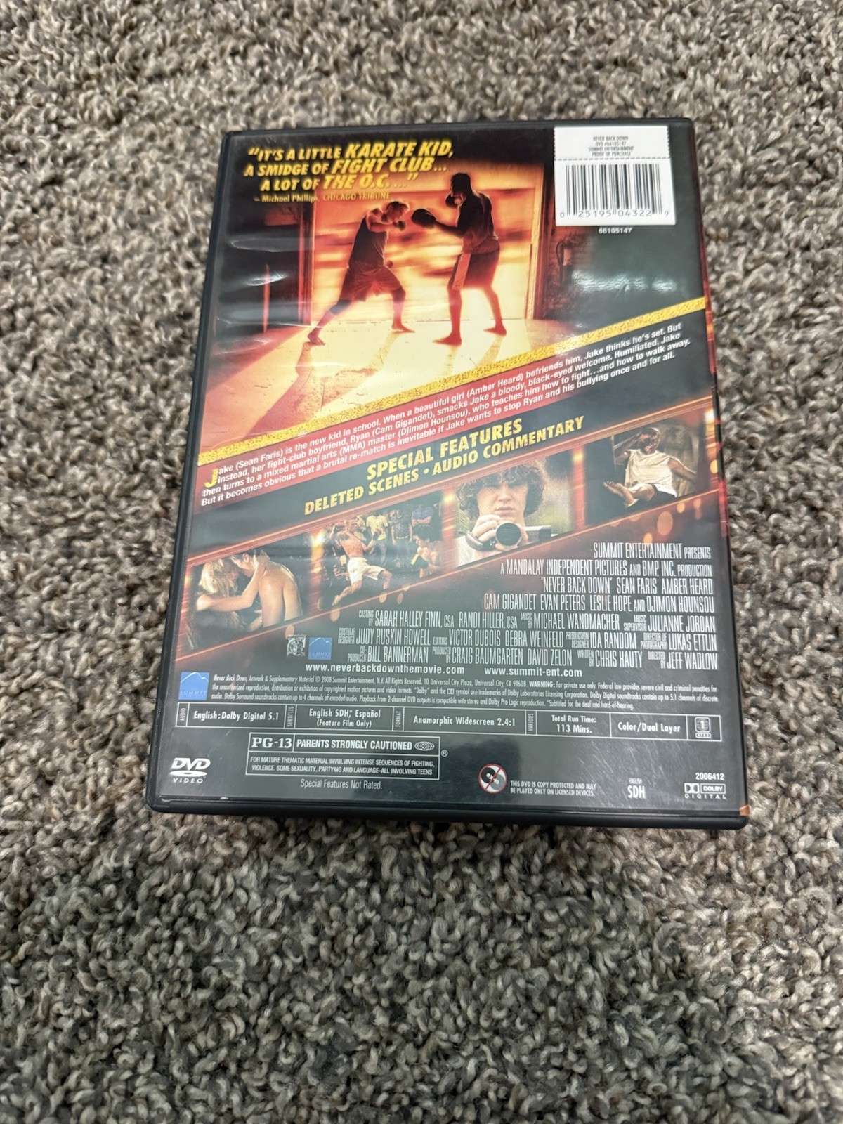 Summit Entertainment Never Back Down DVD Action PG-13 2008 113min Engl/Span