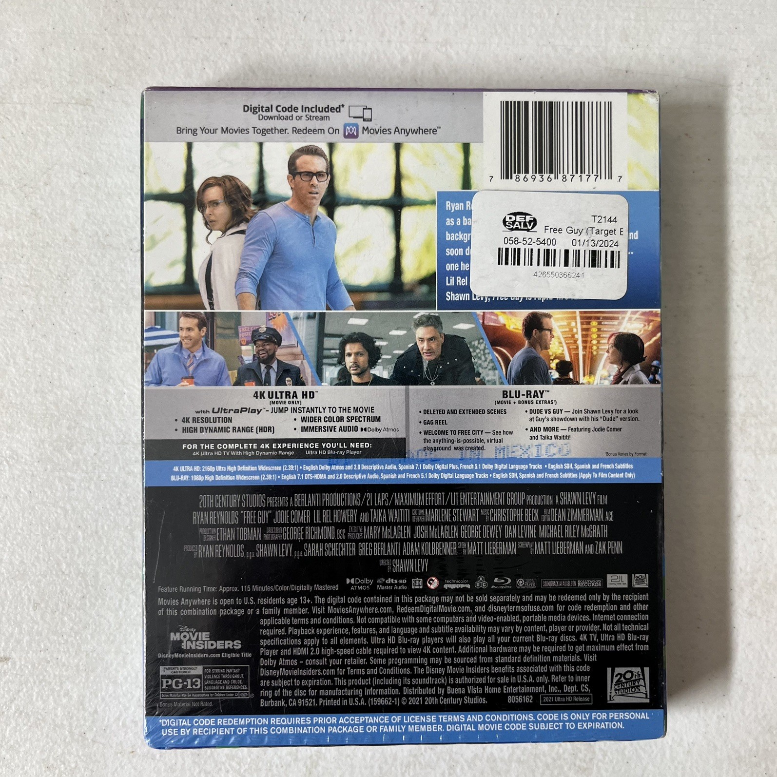 Free Guy “Target Exclusive” 4K Ultra HD + Blu-ray Ryan Reynolds Brand New Sealed
