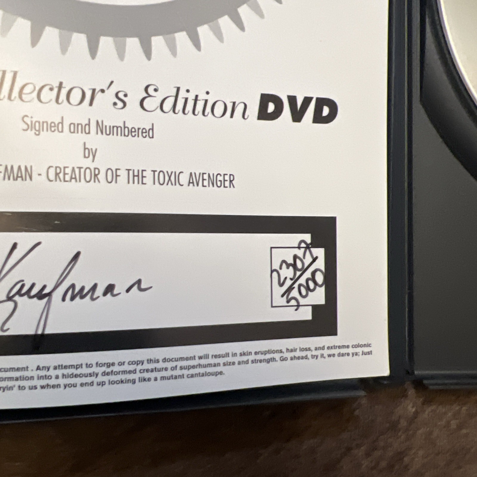 1997 The Toxic Avenger Limited Ed. Directors Cut Unrated Numbered Signed RARE