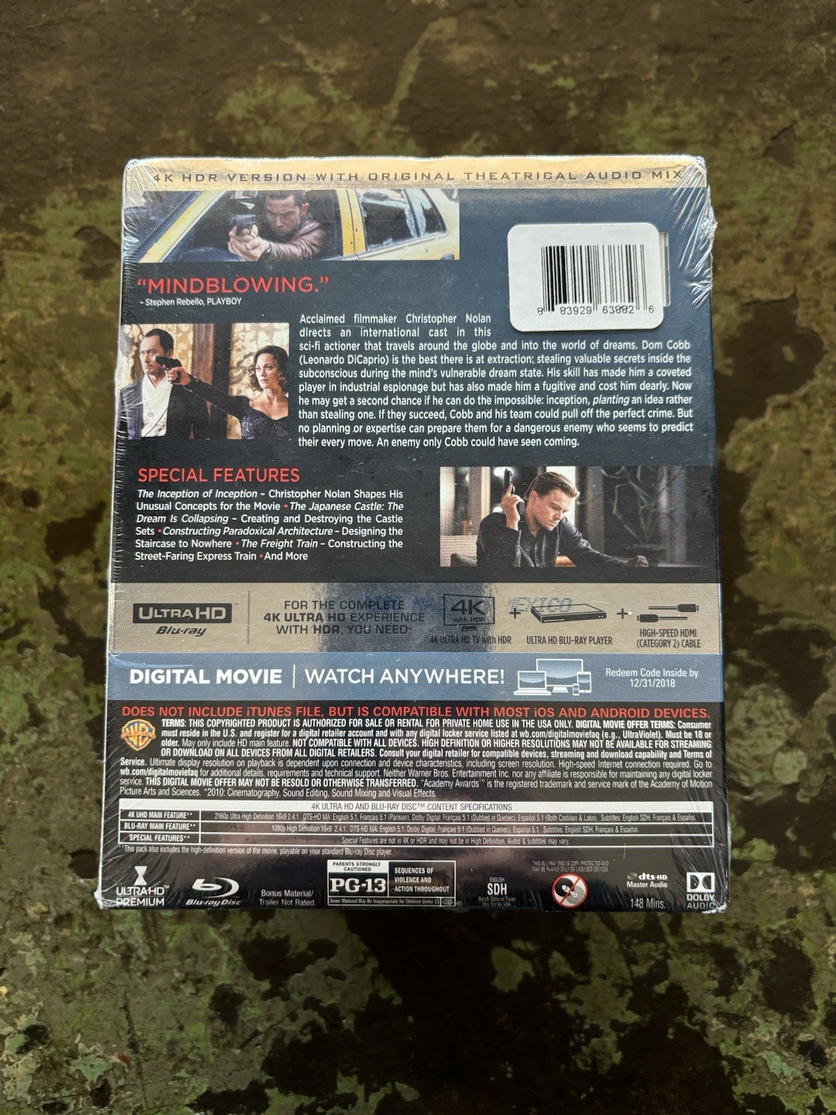 Inception 4K w/ OOP Rare Slipcover (4K Ultra HD + Blu-Ray + Digital) BRAND NEW