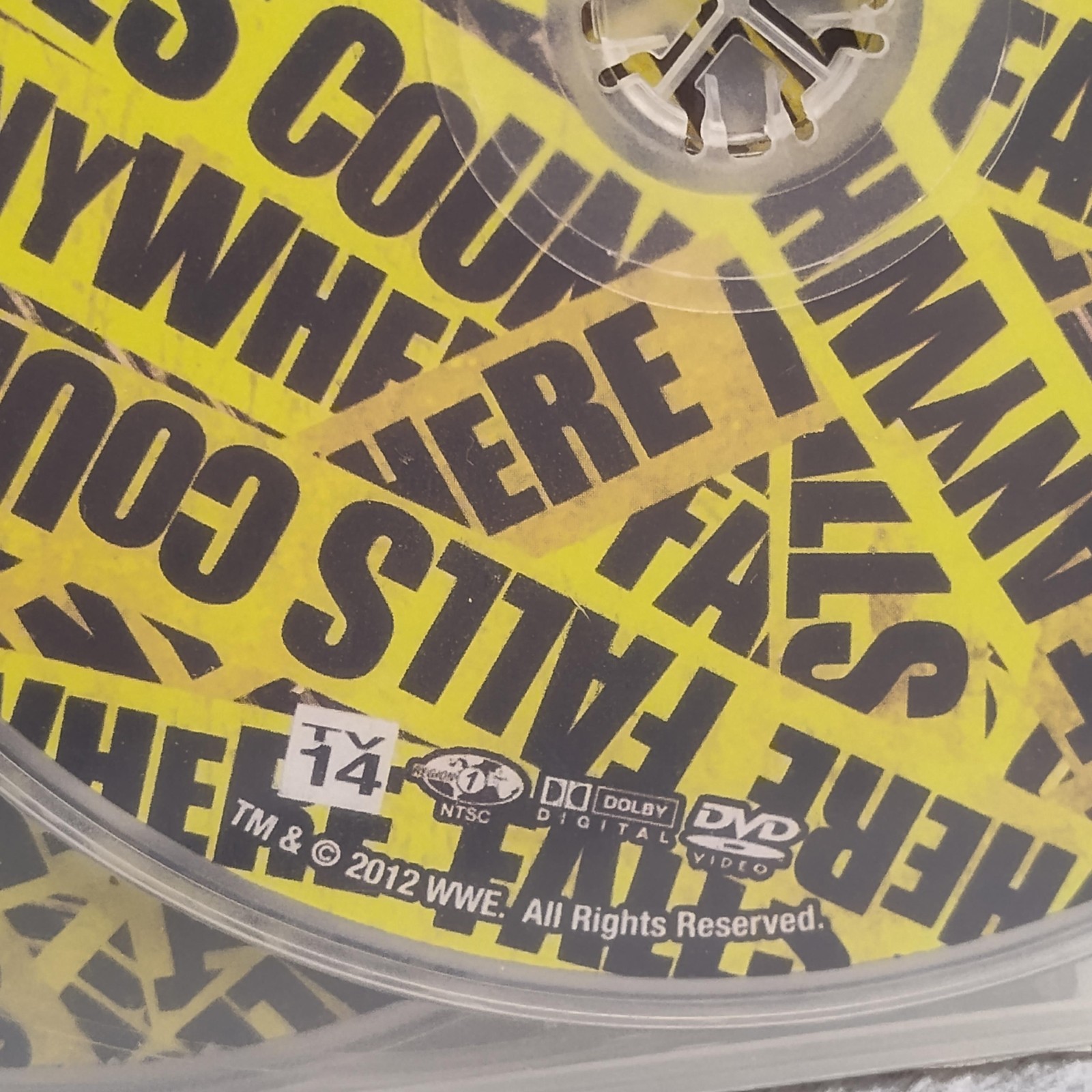 ER WWE Falls Count Anywhere Yellow DVD 3 Disc Set 2012 Wrestling NTSC TV-14